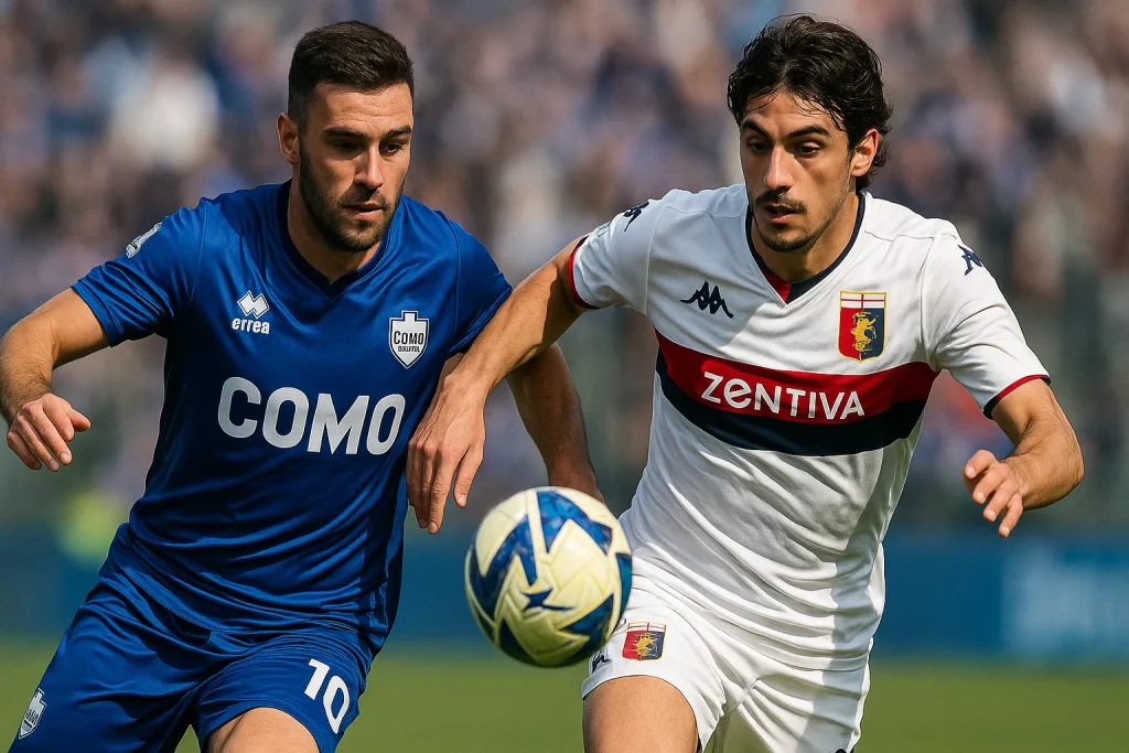 Gol penyama skor oleh Caleb Ekuban di menit akhir dalam pertandingan Como vs Genoa.