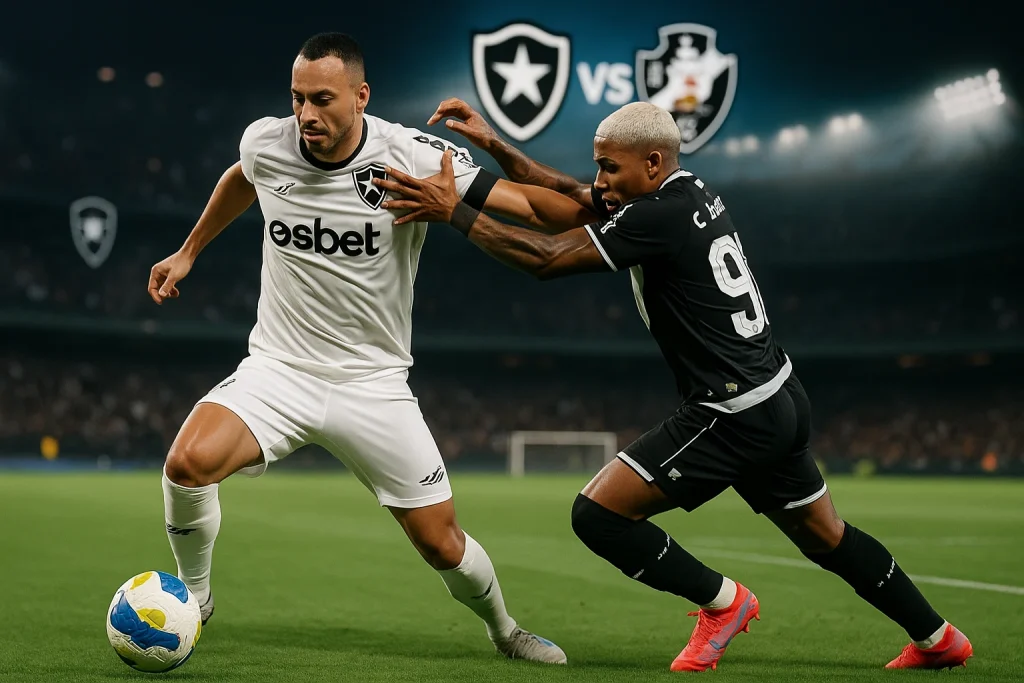 Pertandingan Botafogo vs Vasco da Gama di Estádio Nilton Santos, duel klasik sepak bola Brasil.